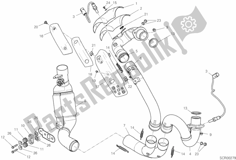All parts for the Exhausrt Pipe Assy of the Ducati Scrambler 1100 Special Thailand USA 2019